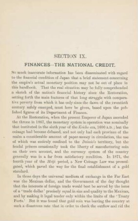 Section IX. Finances - the national credit