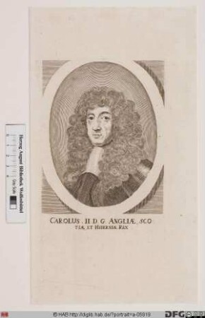 Bildnis Karl (Charles) II. (Stuart), König von England u. Schottland (reg. 1660-85)