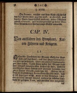 Cap. IV. Von ausfahren des Broyhaus, Karen- Führern und Krügern.