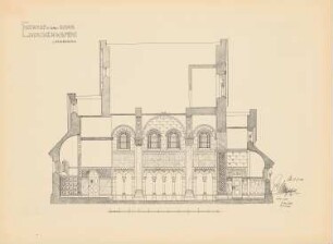 Romanische Kapelle: Längsschnitt (aus: Drucke von Seminararbeiten der Königlich Technischen Hochschule Berlin, Bd. III)