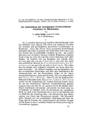 Die Anwendung der biologischen Persönlichkeitsforschung im Kindesalter