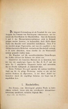 Über die Handschriften des altfranzösischen Romans Partonopeus de Blois