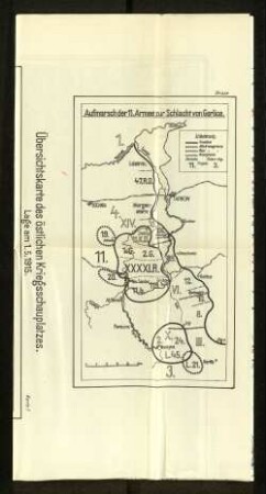 Skizze: Aufmarsch der 11. Armee zur Schlacht von Gorlice.
