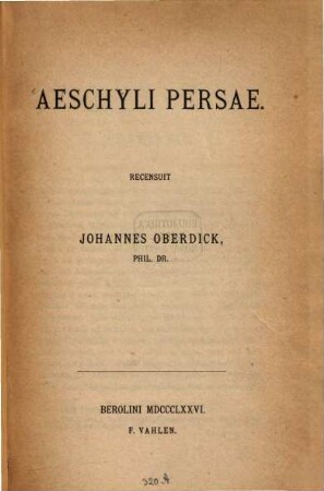 Aeschyli Persae