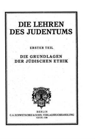 Die Lehren des Judentums nach den Quellen / bearb. von Simon Bernfeld