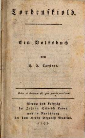 Tordenskiold : Ein Volksbuch