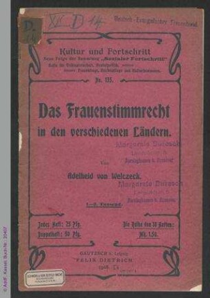 Das Frauenstimmrecht in den verschiedenen Ländern