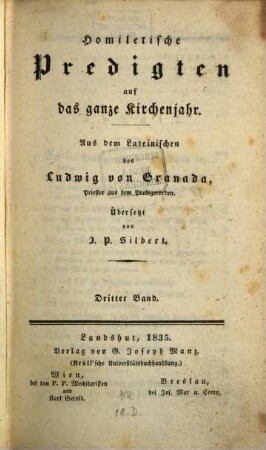 Homiletische Predigten auf das ganze Kirchenjahr, 3