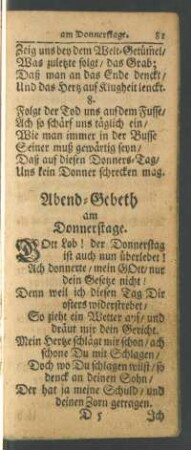 Abend-Gebeth am Donnerstage