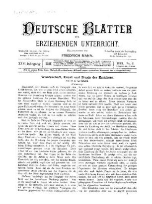 Wissenschaft, Kunst und Praxis des Erziehers : (Fortsetzung)