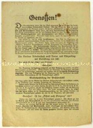 Flugblatt der Reichsregierung gegen den Januaraufstand in Berlin