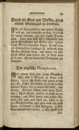 Durch ein Glas mit Wasser, gleich einem Brennglas zu brennen