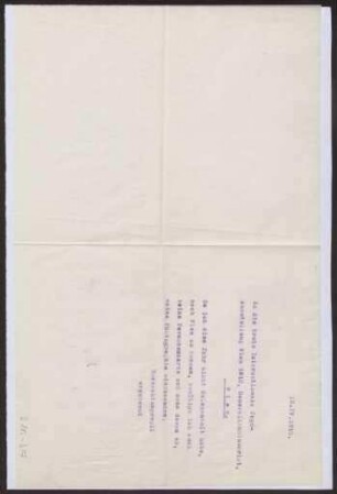 Schreiben an die Erste Internationale Jagd-Ausstellung Wien 1910, Generalkommissariat (Brief)