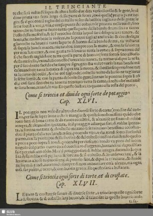 Cap. XLVII. Come si trincia ogni sorte di torte, et di crostate