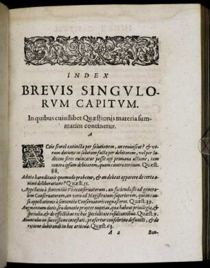 Index Brevis Singulorum Capitum.