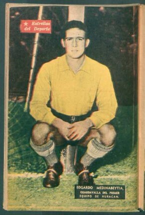 Edgardo Medinabeytia, guardavalla del primer equipo de Huracán - [Fotografía] : Estrellas del deporte