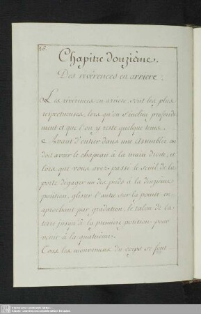 Chapitre douzième. Des révérences en arriere