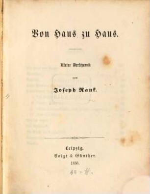 Von Haus zu Haus : Kleine Dorfchronik