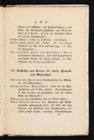 VII. Anstalten und Vereine für Kunst, Gewerbe und Wissenschaft.