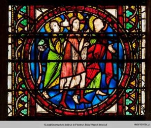 Fenster A-V mit typologischen Szenen : Typologische Fensterbahnen : Jesus und zwei Jünger auf dem Weg nach Emmaus