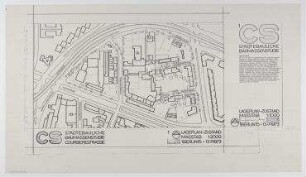 Städtebauliche Baumassenstudie Courbièrestraße (nicht realisiert) – Lageplan, Zustand. Berlin-Schöneberg, Courbièrestraße 14-18, Kurfürstenstraße 124a-125