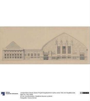 Basel, Projekt Hauptbahnhof, Aufriss eines Teils der Hauptfassade