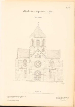 Abteikirche, Offenbach/Glan: Westansicht 1:100