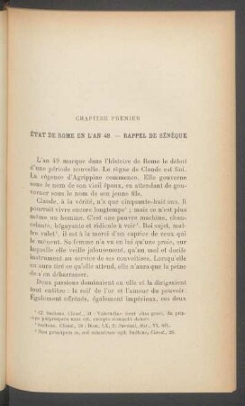 Chapitre premier - État de Rome en l'an 49. - Rappel de Sénèque