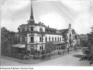 Dresden-Klotzsche, Königsbrücker Landstraße 73. Kurhaus Klotzsche (1888). Eckansicht