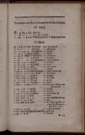 Druckfehler und Verbesserungen bey Buffons Vögeln.