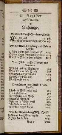 II. Register der Materien im Anhange.