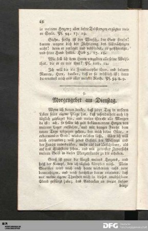 9. Morgengebet am Dienstag.