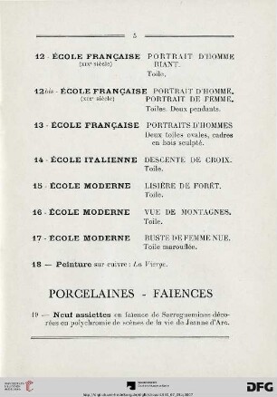 Porcelaines - Faiences (Nr. 19-37)