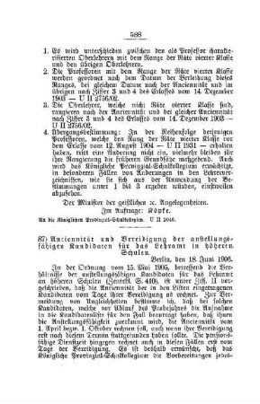 Anciennität und Vereidigung der anstellungsfähigen Kandidaten für das Lehramt in höheren Schulen : [C. Höhere Lehranstalten]