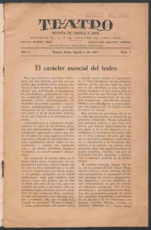 El carácter esencial del teatro