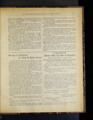 Message du Président de l'Etat de Matto-Grosso