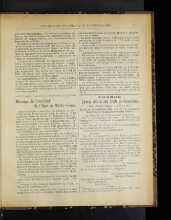 Message du Président de l'Etat de Matto-Grosso