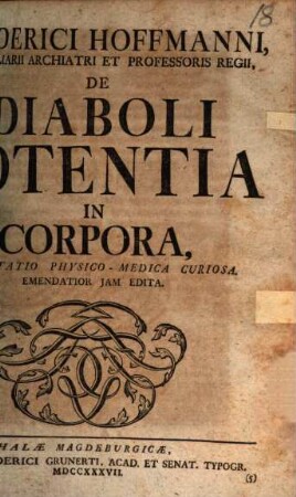 Diss. ... de diaboli potentia in corpora