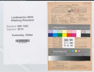 Entnazifizierung Walter Koslowsky, geb. 25.04.1902 (Bankangest.)