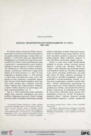 6/7: Badania architektoniczno-wykopaliskowe w Tyńcu, 1961 - 1965