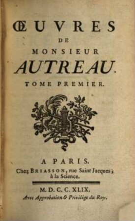 Oeuvres De Monsieur Autreau. 1