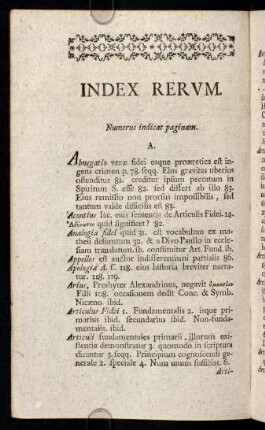 Index Rerum
