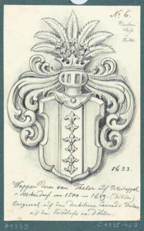 Das Wappen der Familie von Theler vom Grabstein des Conrad von Theler auf dem Friedhof in Döhlen (Freital)