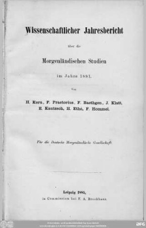 1881: Zeitschrift der Deutschen Morgenländischen Gesellschaft : ZDMG