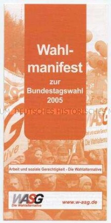 Programmatische Schrift der Wahlinitiative WASG zur Bundestagswahl 2005