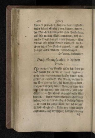 Suche Genugsamkeit in deinem Herzen.