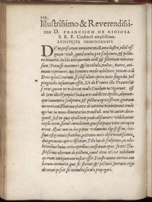 Illustrissimo & Reverendissimo D. Francisco De Gioiosa S. R. E. Cardinali amplissimo. Ludovicus Demontiosius