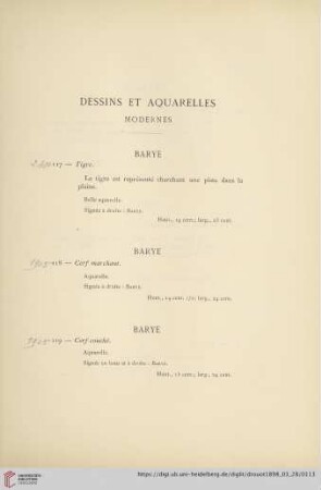 Dessins et Aquarelles Modernes (Nr. 117 - 191)