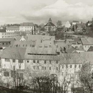 Blick vom Steinweg über die Herrenstraße zum Stadtzentrum mit Schloß, Salvatorkirche, ehem. Kriminalgebäude und Superintendentur
