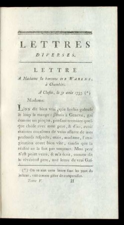 Lettres Diverses.